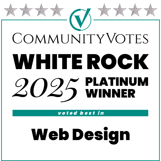 winners badge white rock 2025 platinum web design